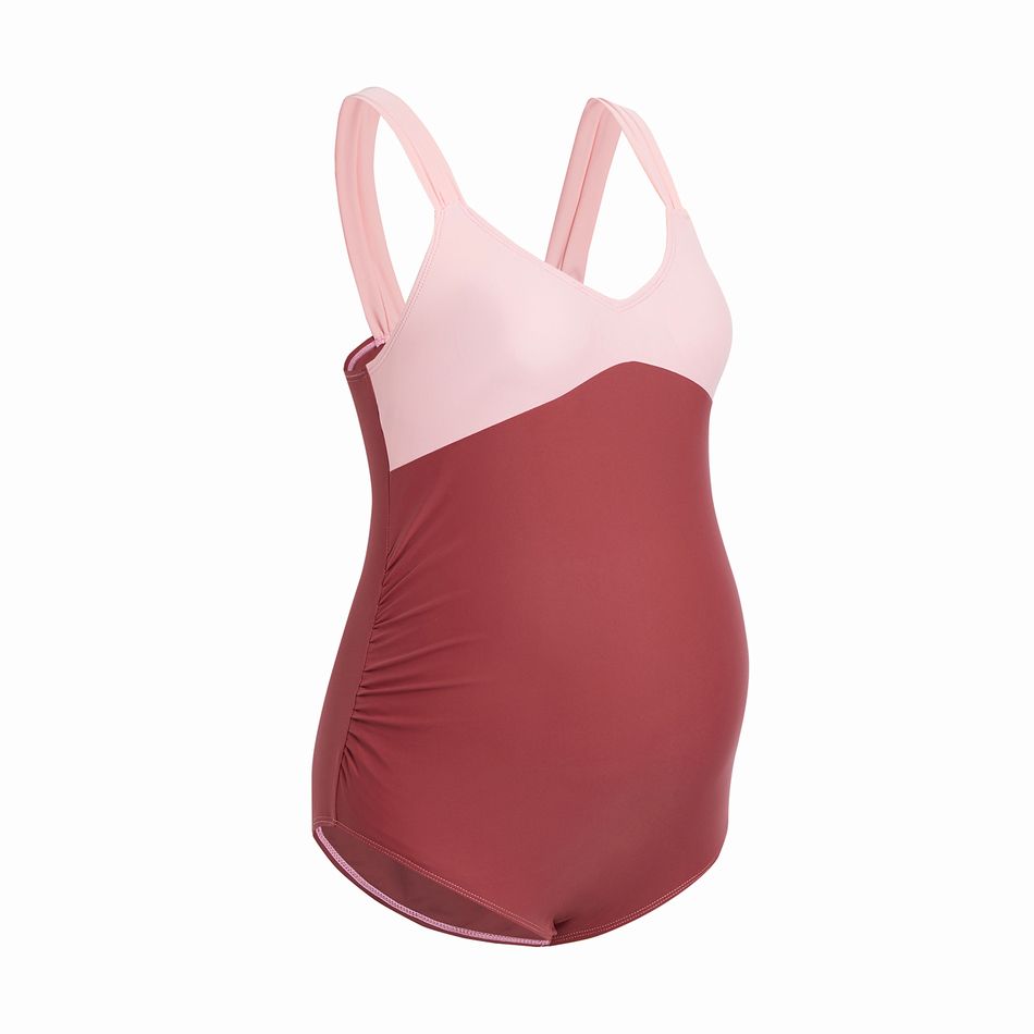 Maternity Color Block Plain Pink one piece Pink
