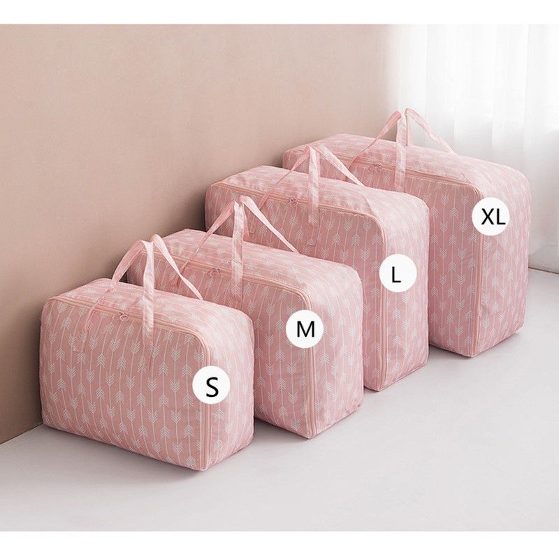 Foldable Quilt Storage Bag Cloth Storage Organize Bag Foldable Waterproof Oxford Fabric Shell Pink