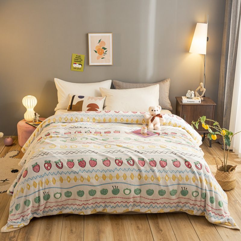 Winter Soft Warm Cartoon Coral Fleece Bed Blanket Bedspread Sofa Mint Green