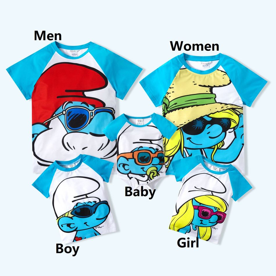 Smurfs Big Graphic Family Matching Tops and Romper Blue big image 2