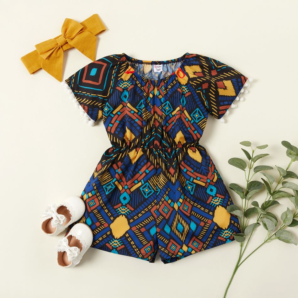 2pcs baby girl Stylish Ethnic Color contrast Jumpsuit Color block