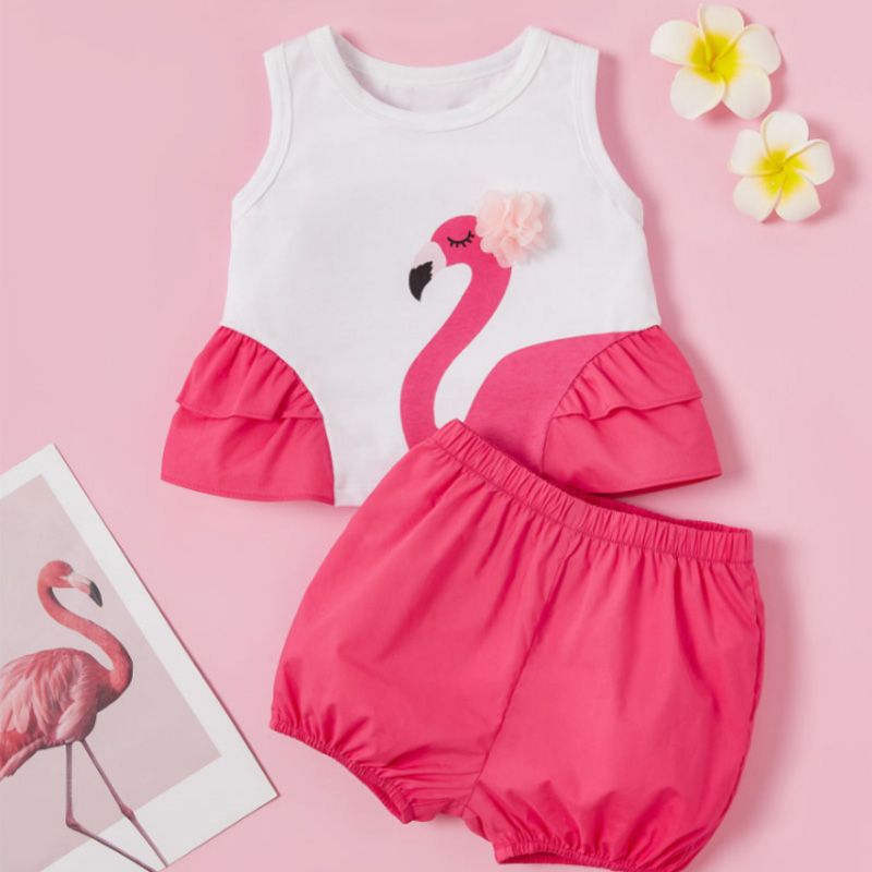 2pcs Baby Girl Animal Pink Baby's Sets Red