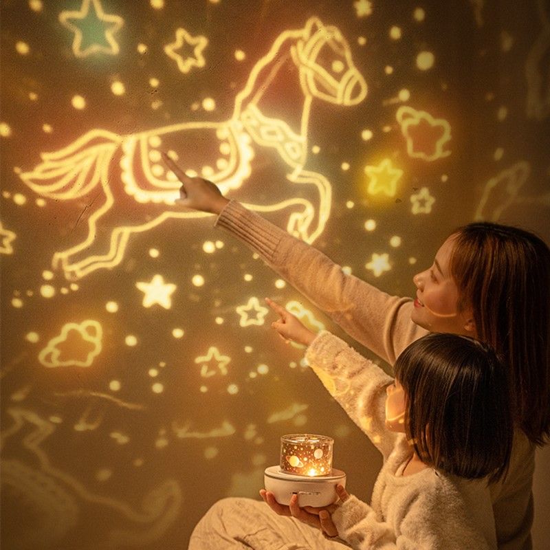 Night Light With Chargeable Universe Starry Sky Rotate LED Lamp Colorful Flashing Star Kids Baby Gift Pink big image 6