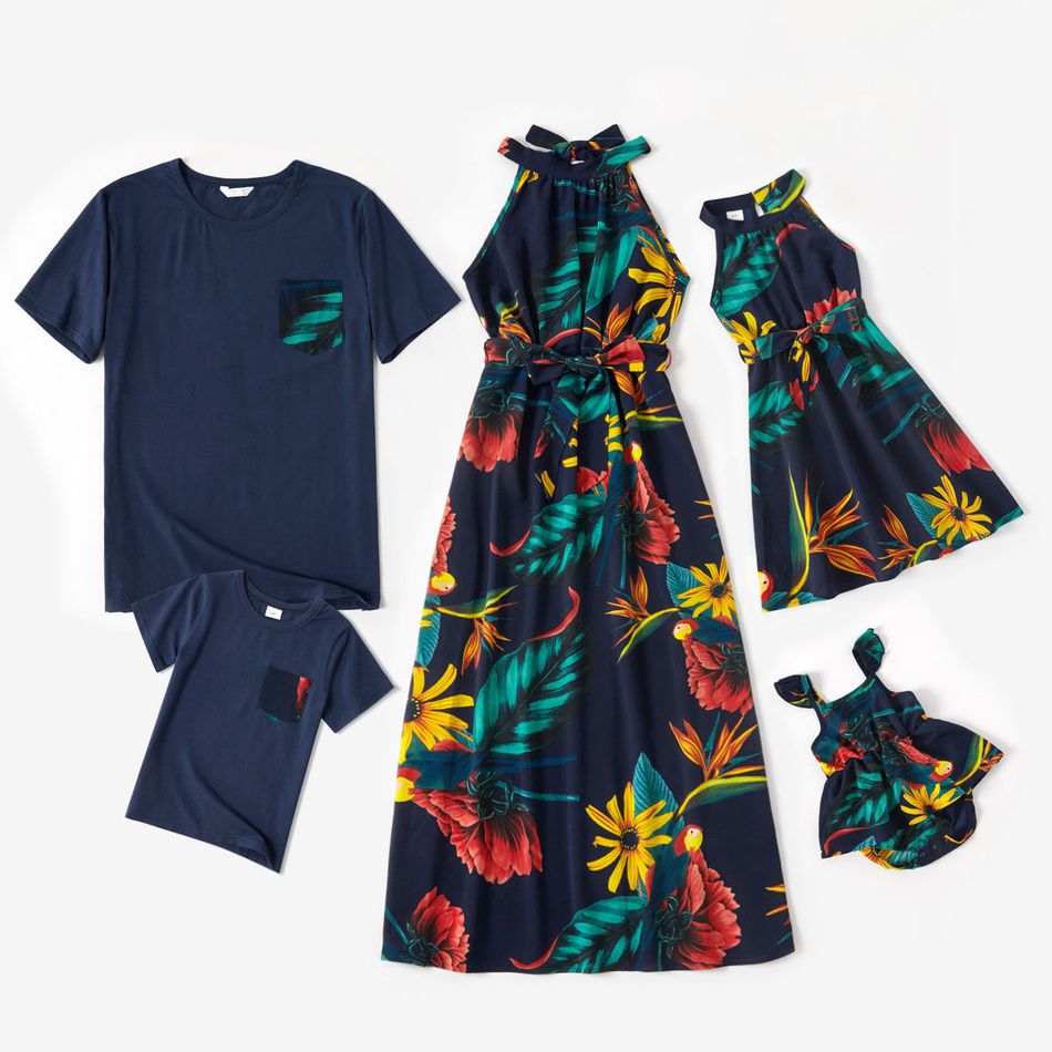 Look de família Plantas e flores tropicais Sem mangas Conjuntos de roupa para a família Conjuntos Multicolorido big image 2