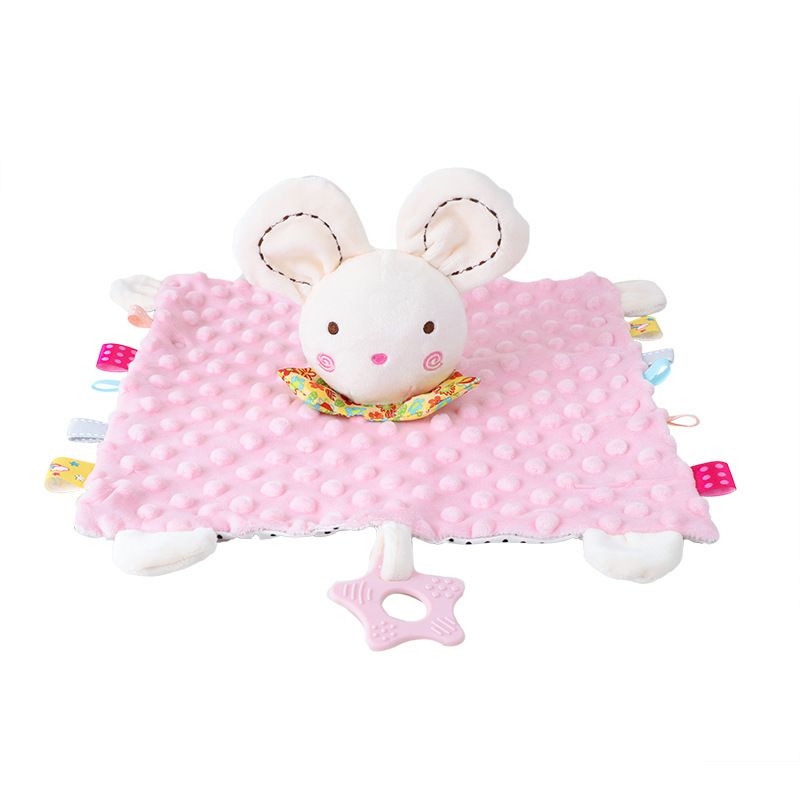 Cute Animal Baby Infant Soothe Appease Towel Soft Plush Comforting Toy Velvet Appease Baby Sleeping Doll Supplies Pink big image 2