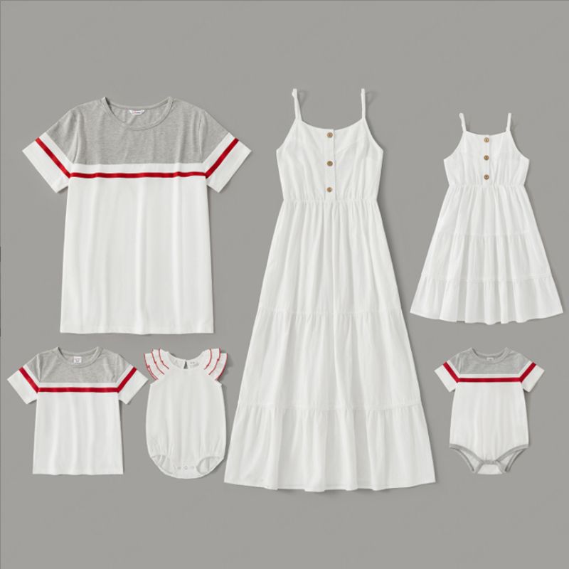 Mosaic 100% Cotton Solid and Color Block Family Matching Sets White