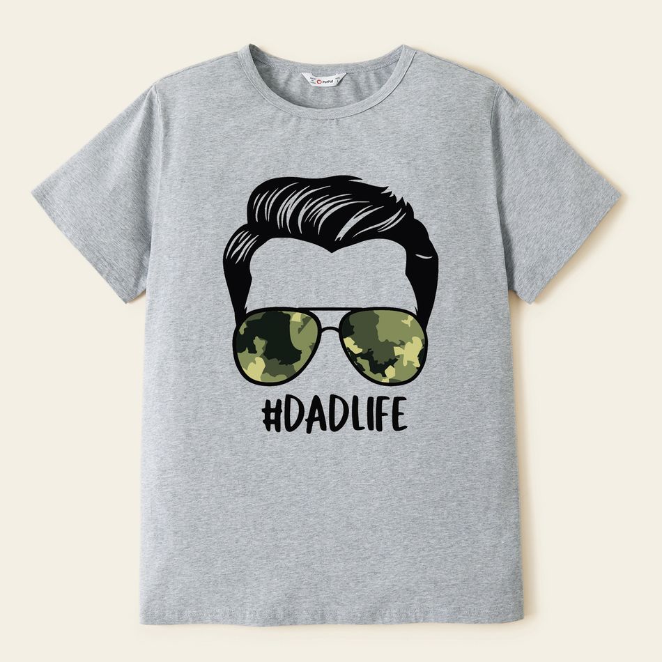 White or Grey Short Sleeve T-shirts for Daddy and Me(Raglan Sleeves T-shirts for Baby Rompers) Grey big image 2