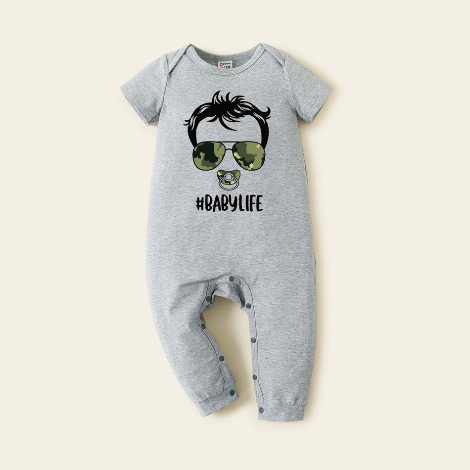 White or Grey Short Sleeve T-shirts for Daddy and Me(Raglan Sleeves T-shirts for Baby Rompers) Grey big image 4