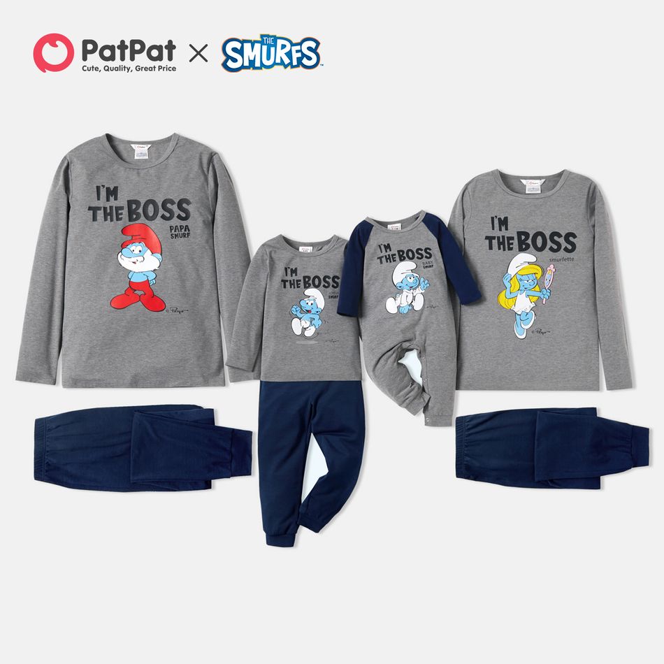 Smurfs Boss Colorblock Family Matching Pajamas Set(Flame Resistant) Color block