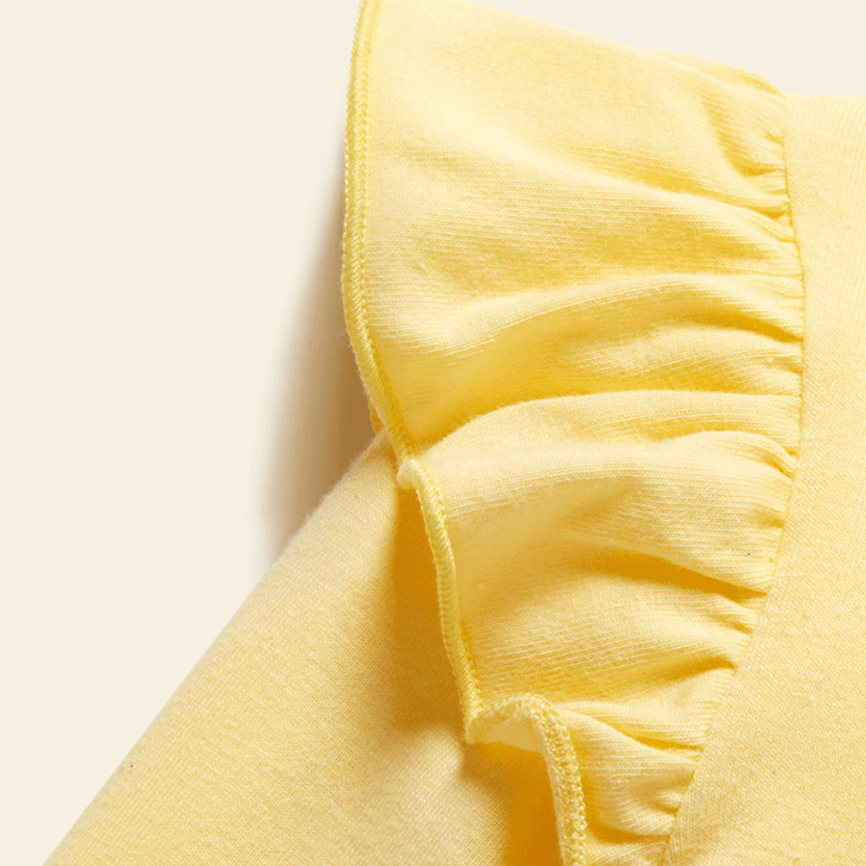 Toddler Girl Animal Letter Print Cotton Ruffled Yellow Long-sleeve Tee Pale Yellow big image 4