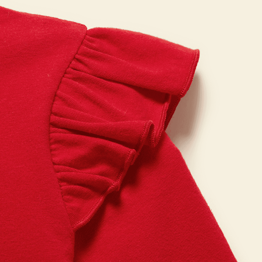 Toddler Girl Christmas Dinosaur Print Cotton Red Long-sleeve Tee Red big image 4