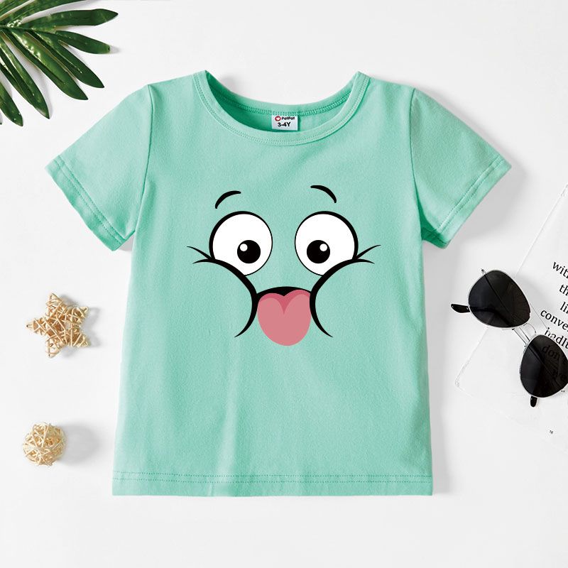 Toddler Graphic Smiley Print Short-sleeve Tee Light Green