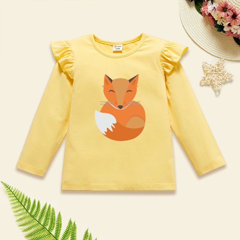 Toddler Graphic Flutter-sleeve Long-sleeve Tee Pale Yellow big image 1