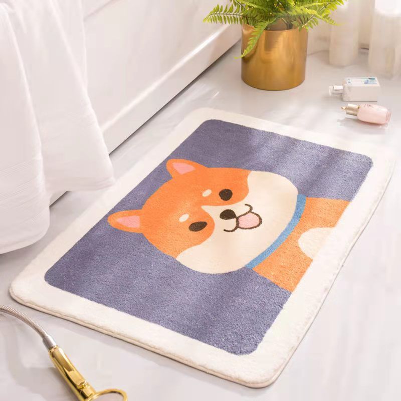 Cartoon Soft Blanket Bedroom Room Imitation Cashmere Rectangular Cushion Carpet Cute Mat Dark Blue