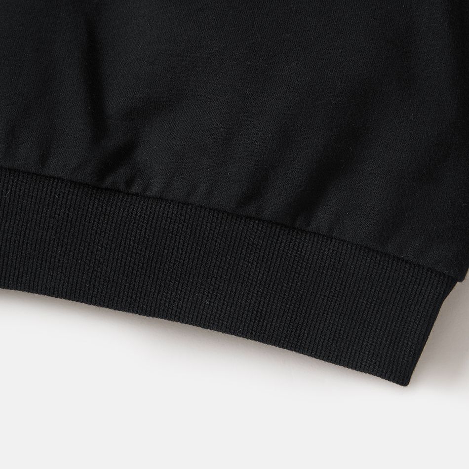 Christmas Family Matching 100% Cotton Letter & Snowflake Print Long-sleeve Sweatshirts Black big image 6