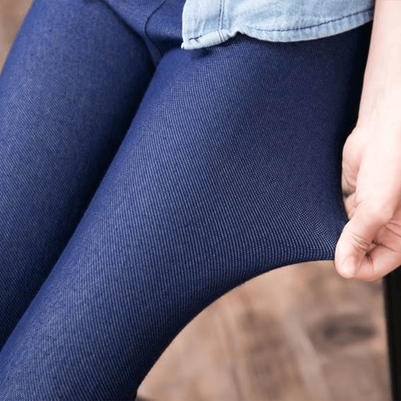 Kid Girl Figure Print Sweatshirt/  100% Cotton Denim Leggings Royal Blue big image 3