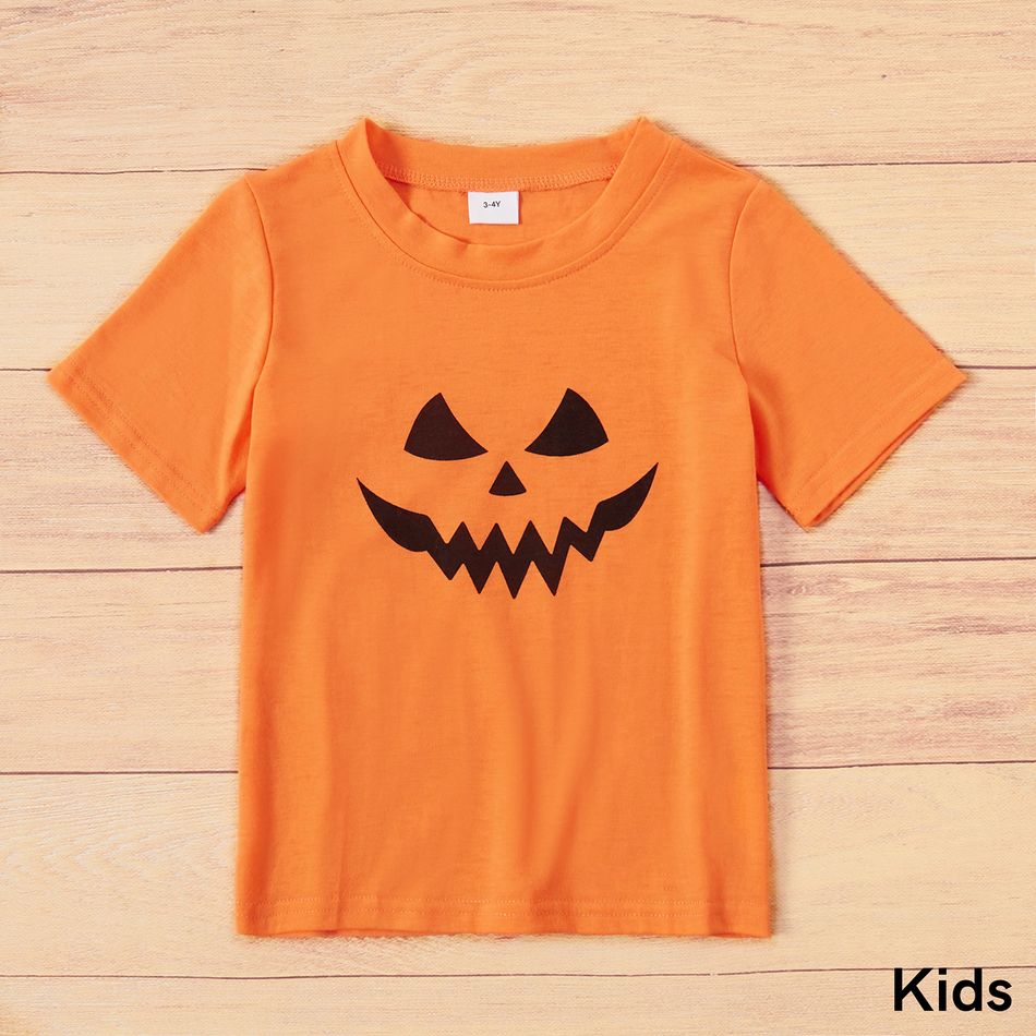 Halloween Pumpkin Face Print Orange Family Matching Short-sleeve T-shirts Orange big image 4