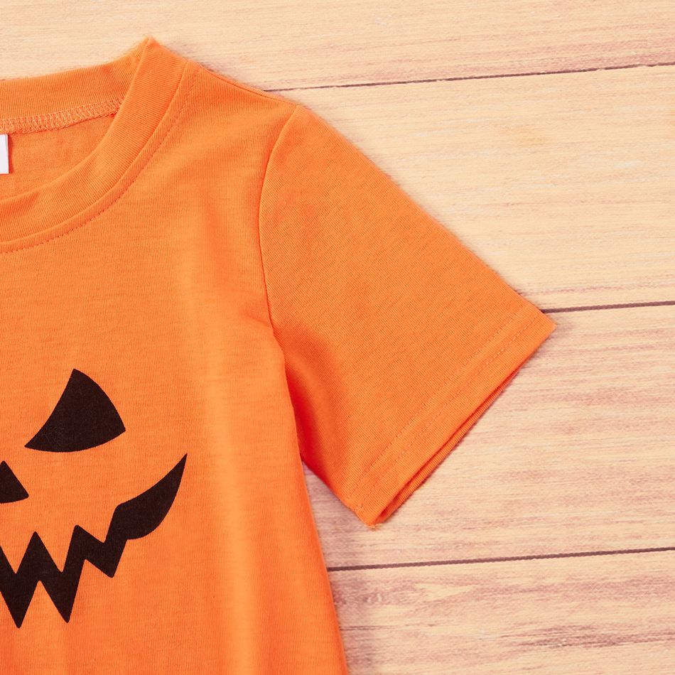 Halloween Pumpkin Face Print Orange Family Matching Short-sleeve T-shirts Orange big image 6