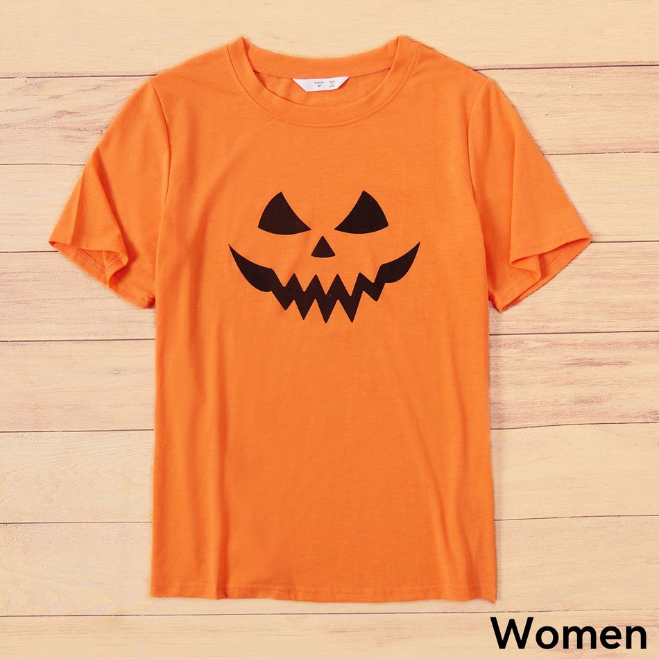 Halloween Pumpkin Face Print Orange Family Matching Short-sleeve T-shirts Orange big image 2