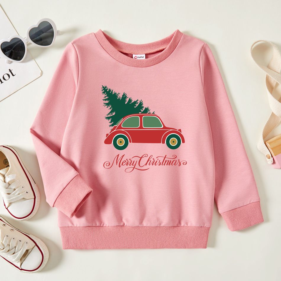 Natal 1 unidade Criança Unissexo Casual Sweatshirt Rosa big image 1