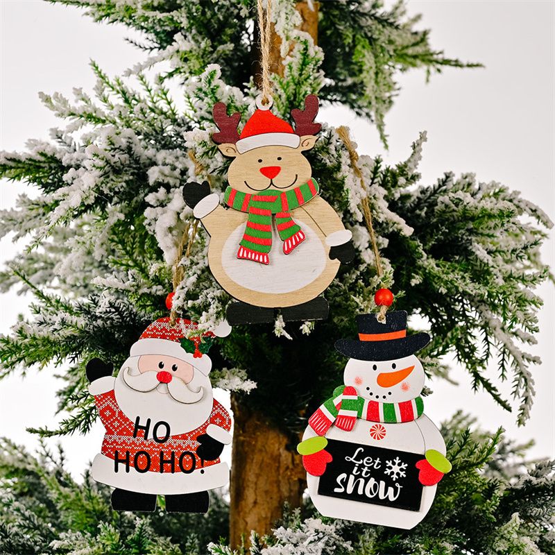 Christmas Pendant, Wooden Elk Santa Claus Snowman Pendant Christmas Tree Pendant Decoration Multi-color big image 4