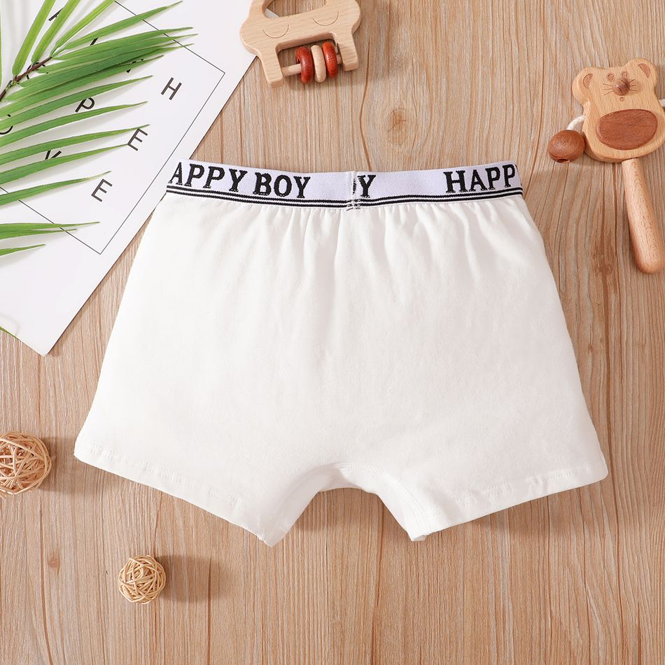 1pc Fashionable Kid Boy 100% Cotton Solid Letter Print Underwear Boxer Briefs White big image 1