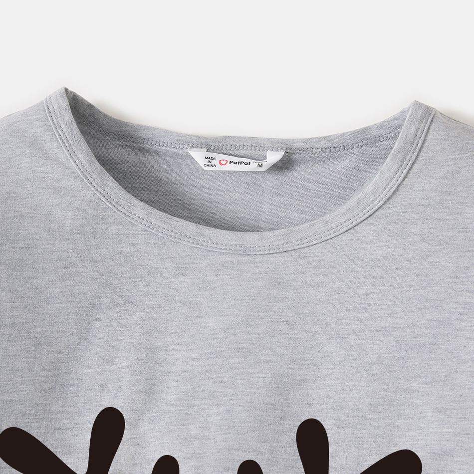 Christmas Family Matching 100% Cotton Deer & Letter Print Long-sleeve Sweatshirts Grey big image 3