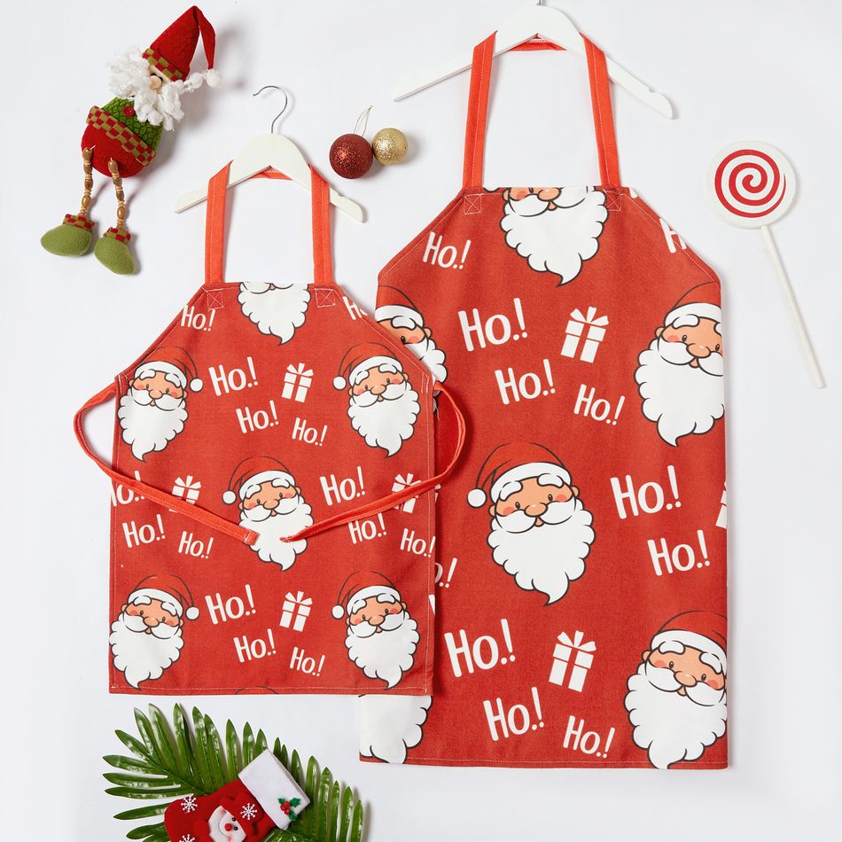 Ho Ho Ho Santa Claus Print Aprons for Mommy and Me Red big image 3