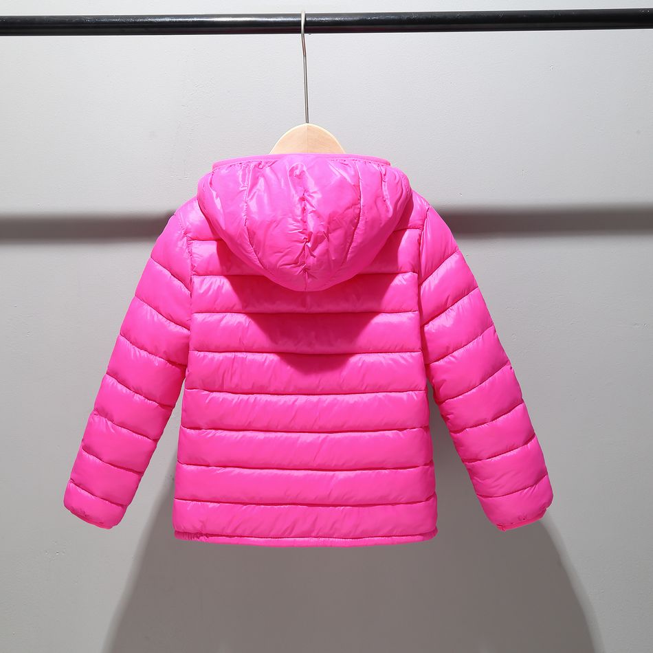 Kid Boy/Kid Girl Lightweight Zipper Solid Hooded Coat Hot Pink big image 4