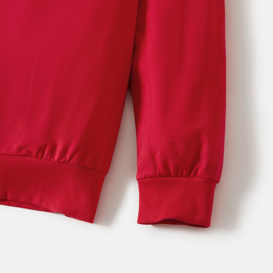 Christmas Family Matching 100% Cotton Reindeer Print Long-sleeve Sweatshirts Red big image 4
