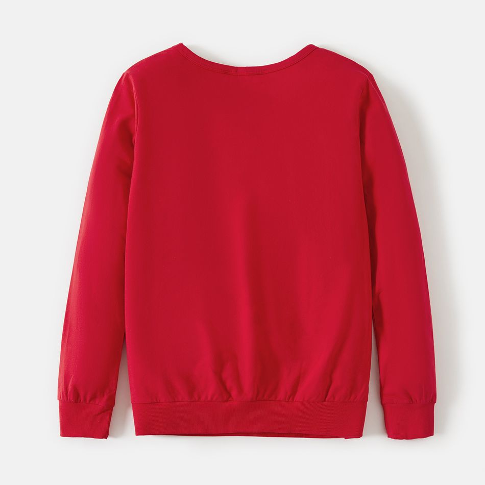 Christmas Letter and Snowman Print Red Family Matching 100% Cotton Long-sleeve Sweatshirts Red big image 5