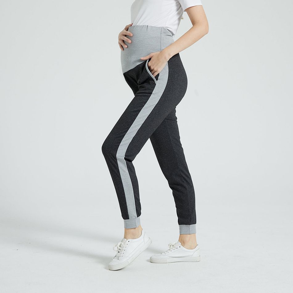 Maternity Contrast Side Seam Casual Pants Black