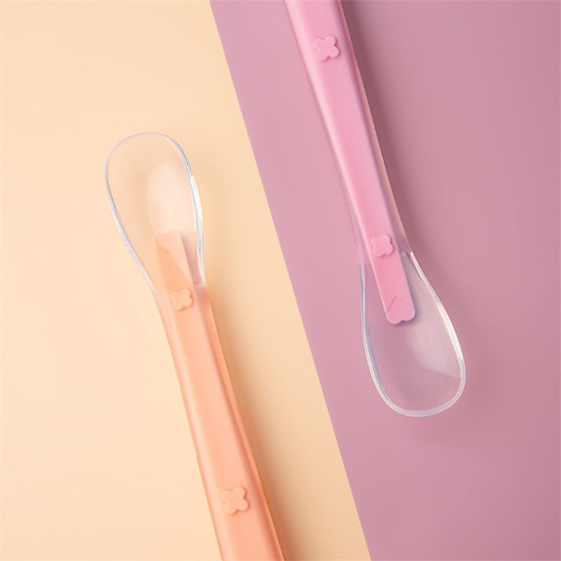 Baby Silicone Soft Spoons Training Feeding for Kids Toddlers Children and Infants Dark Pink big image 2