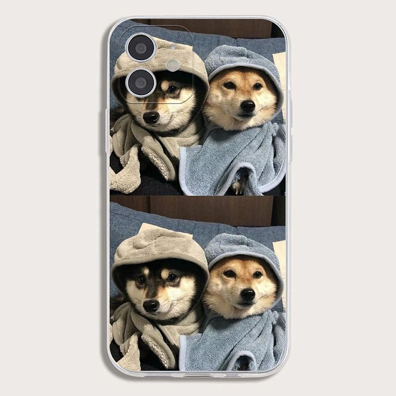 iPhone Case Cute Dogs Face Graphic Phone Case for iPhone 7/7 Plus/11/11 Pro/11 Pro Max/12/12 Pro/12 Pro Max/12 Mini/X/XS Max/XR Black/White