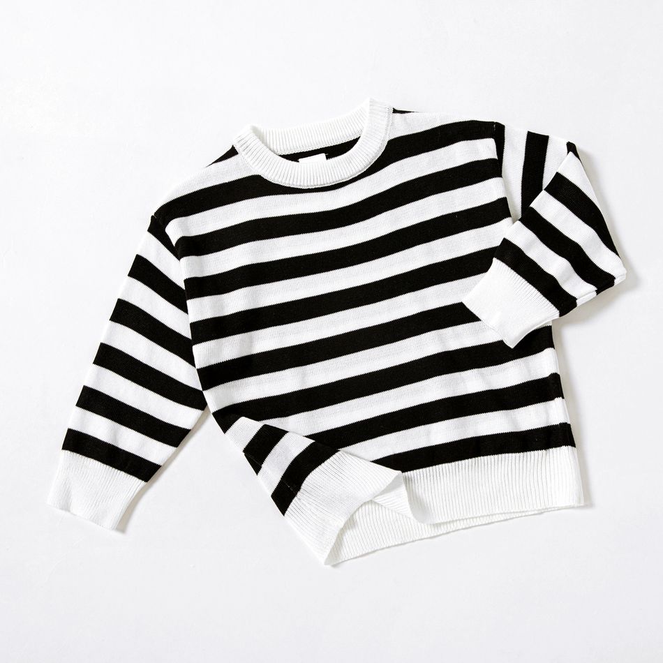 Toddler Girl/Boy Stripe Casual Knit Sweater Black/White big image 5