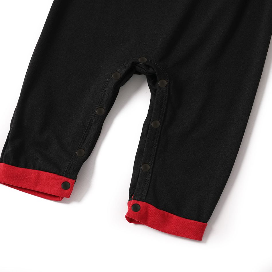 Christmas Hat and Letter Print Black Family Matching Long-sleeve Pajamas Sets (Flame Resistant) Black big image 11