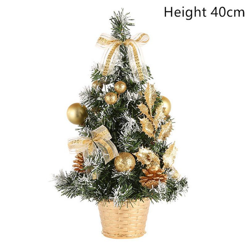 Tabletop Christmas Tree Mini Artificial Christmas Tree with Lights for Table Desk Decoration New Year Gift Gold