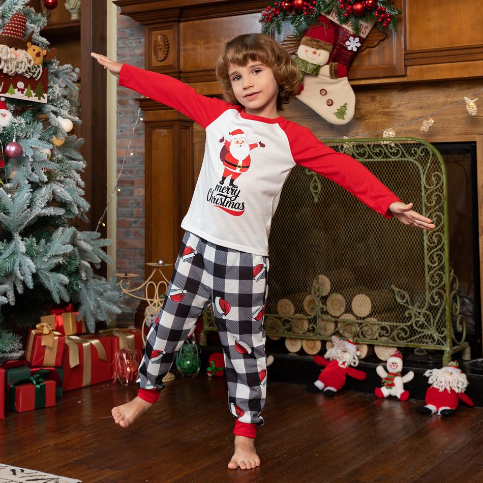 Christmas and Santa Pattern Print Raglan Long-sleeve Family Matching Sets(Flame asistant ) Red/White big image 16
