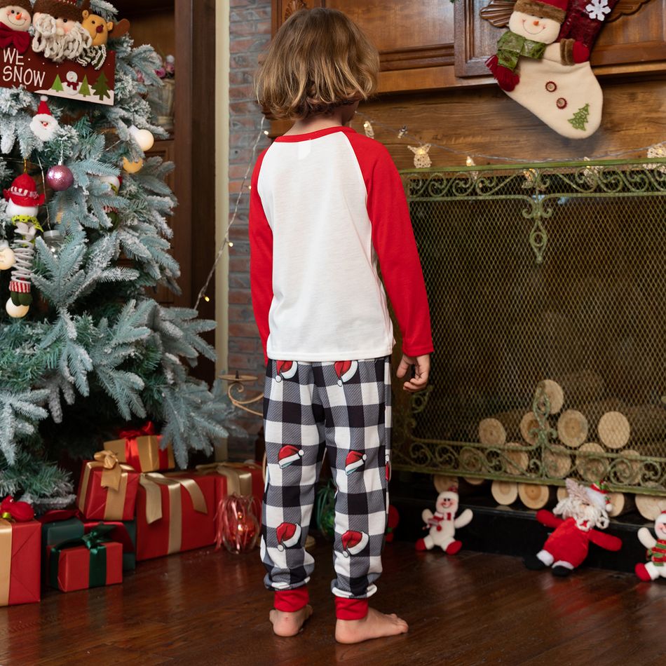 Christmas and Santa Pattern Print Raglan Long-sleeve Family Matching Sets(Flame asistant ) Red/White big image 17