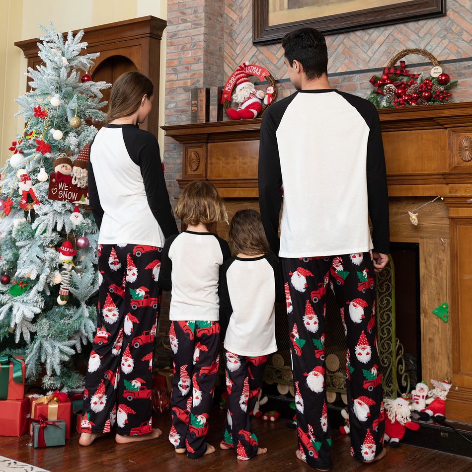 Family Matching Christmas Santa and Car Print Long-sleeve Pajamas Set(Flame Resistant) Black/White/Red big image 4