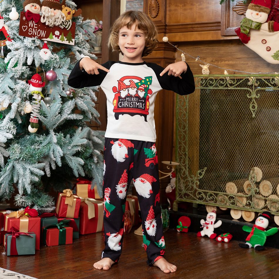 Family Matching Christmas Santa and Car Print Long-sleeve Pajamas Set(Flame Resistant) Black/White/Red big image 9