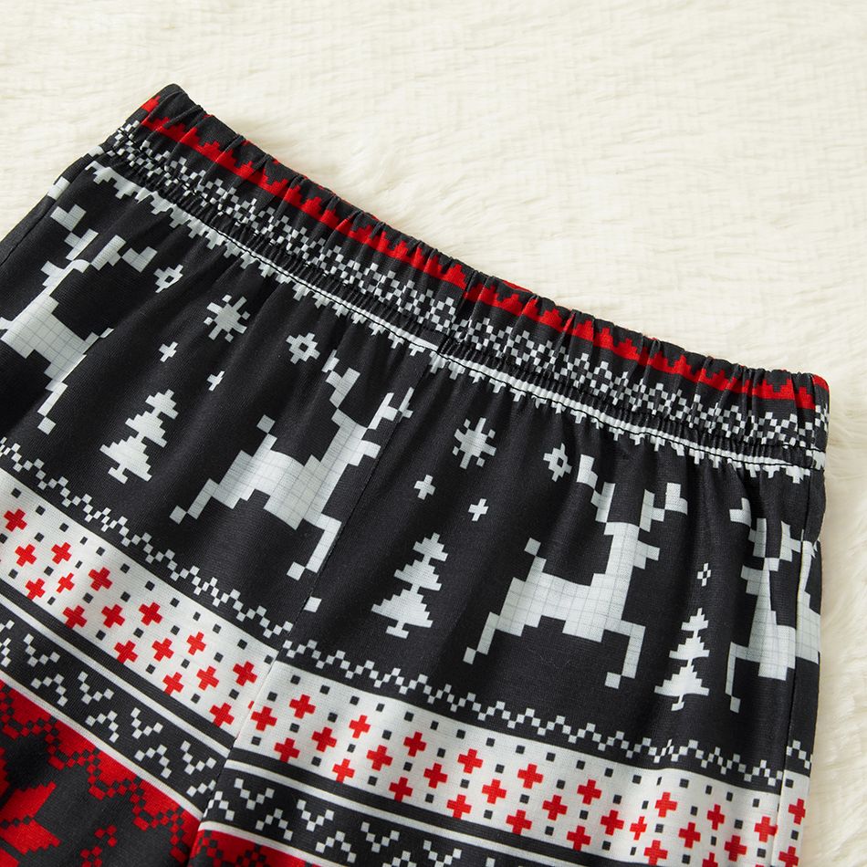 Christmas Plaid Reindeer and Letter Print Grey Family Matching Raglan Long-sleeve Pajamas Sets (Flame Resistant) Grey big image 9