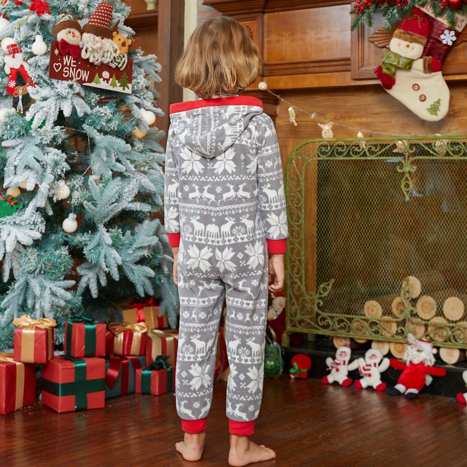 Christmas Allover Print Light Grey Family Matching Thickened Polar Fleece Long-sleeve Onesies Pajamas Sets (Flame Resistant) Light Grey big image 13