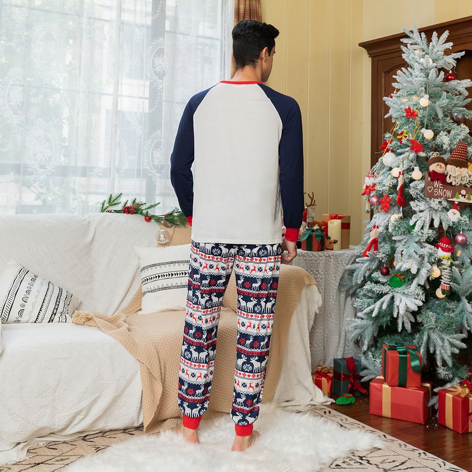 Natal Look de família Manga comprida Conjuntos de roupa para a família Pijamas (Flame Resistant) Azul Escuro/Branco/Vermelho big image 17