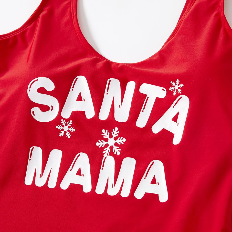Christmas Letter Print Red Family Matching U Neck Sleeveless Swimsuits Red big image 5