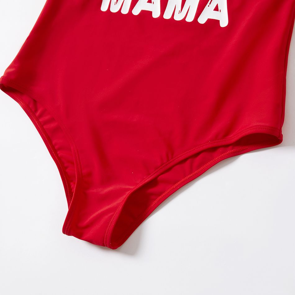 Christmas Letter Print Red Family Matching U Neck Sleeveless Swimsuits Red big image 7