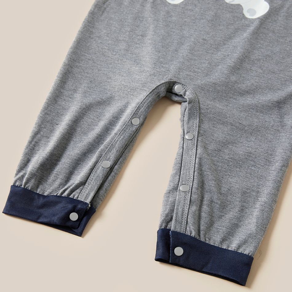 Christmas Polar Bear and Letter Print Grey Family Matching Long-sleeve Pajamas Sets (Flame Resistant) Dark Grey