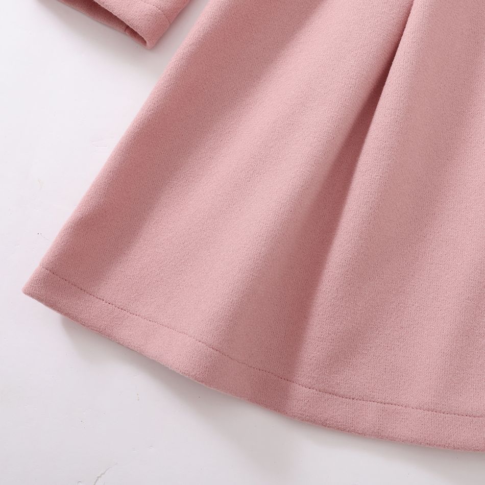 Kid Girl Solid Color Button Design Belted Trench Coat Pink big image 5