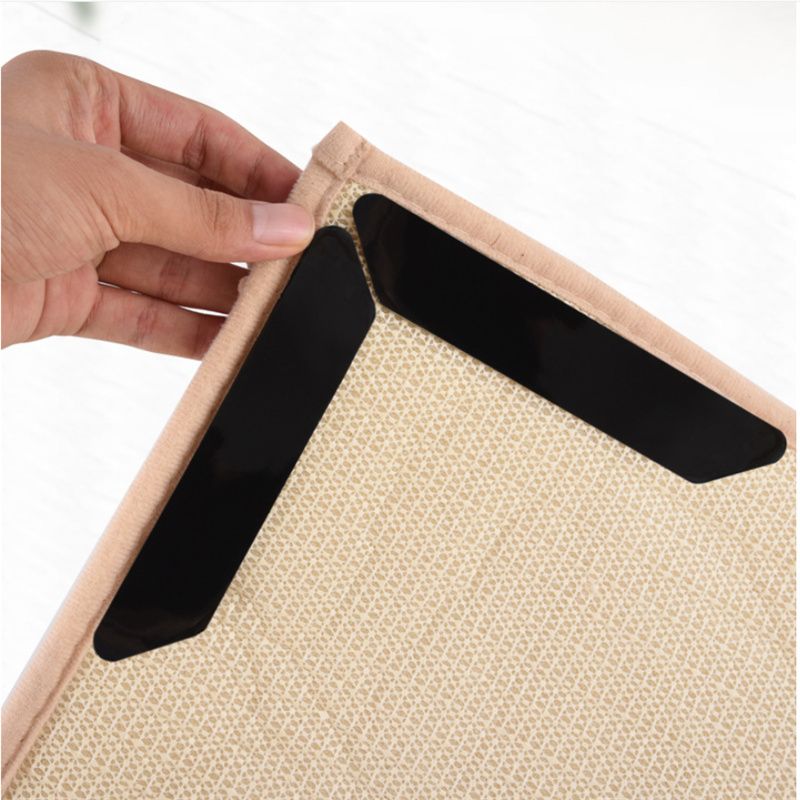 8-pack Black Rug Grippers for Area Rugs Floor Mats Washable and Reusable No Curling Rug Tape to Fix Rugs & Flat Corners Black big image 4