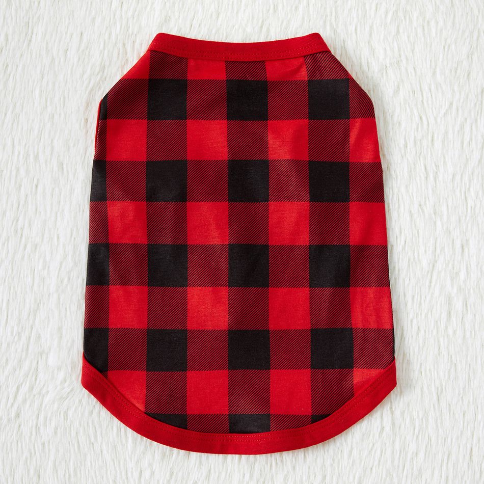 Mosaic Family Matching ' Merry Xmas ' Reindeer Print Plaid Christmas Pajamas Sets(Flame Resistant) Black big image 12